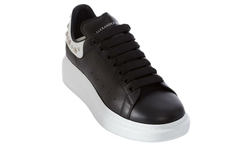 Мужские кеды Alexander McQueen Oversized Sneaker (черно-белые) — фото 3