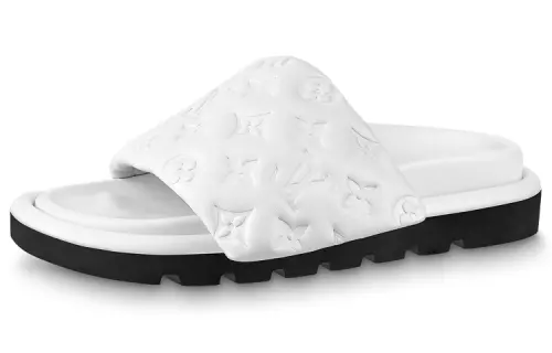LOUIS VUITTON Pool Pillow Comfort Slide Slippers Women's White