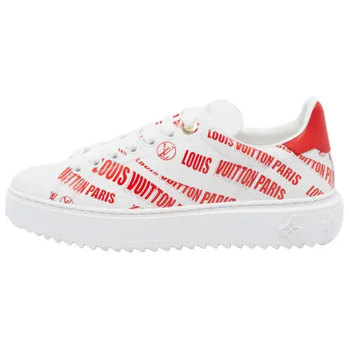LOUIS VUITTON Time Out Low top Stylish Skateboarding Shoes Women's White Red