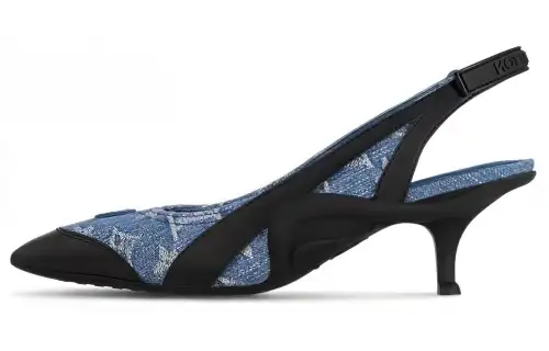LOUIS VUITTON Archlight Leather Slim Heel High Heels 5.5cm Women's Black Blue