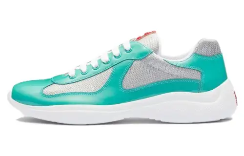 PRADA America's Cup Low top Casual Shoes Men's Silver Emerald Green