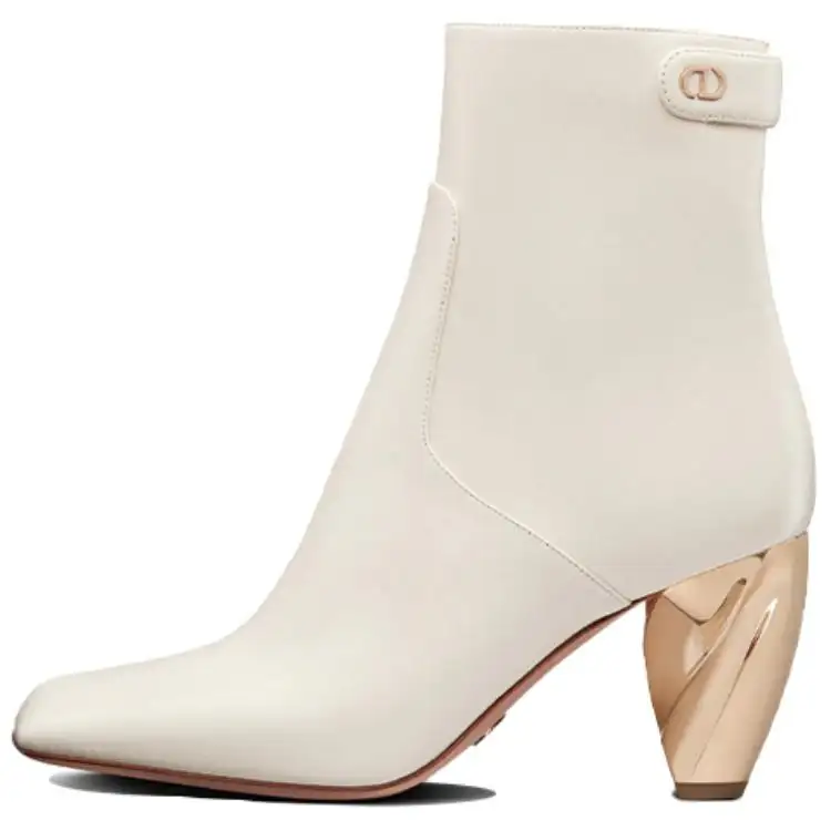 DIOR Rhodes Cow Leather Ankle Boots Women's White
