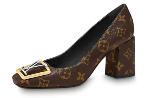LOUIS VUITTON Madeleine Chunky Heel High Heels Women's Brown