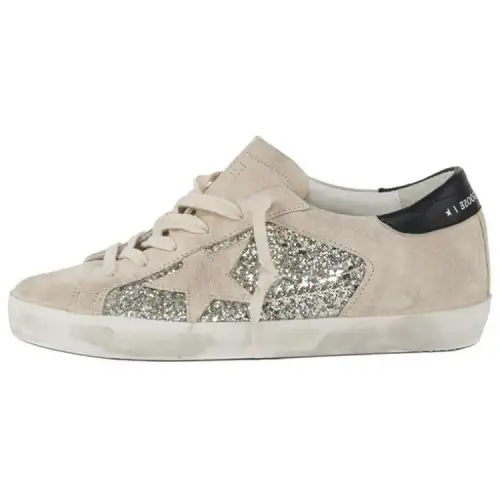 Golden Goose Super Star Leather Stylish Skateboarding Shoes Women's Beige Distressed
