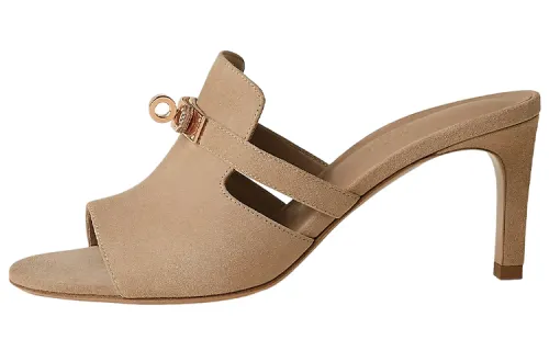 HERMES Cute Slide Slippers Women's Brown