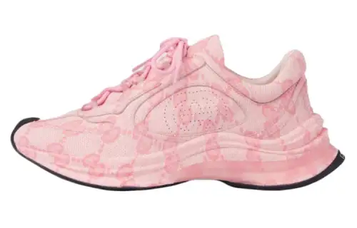 GUCCI RUN Leather Low top Casual Shoes Women's Pink