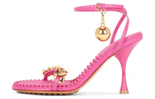 Bottega Veneta Dot Leather One Strap Sandals Women's Fuchsia