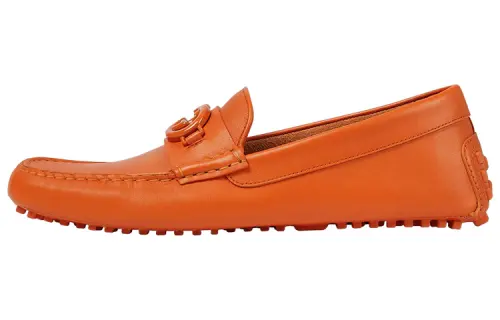 GUCCI Interlocking Horsebit Gommino Loafers Men's Orange