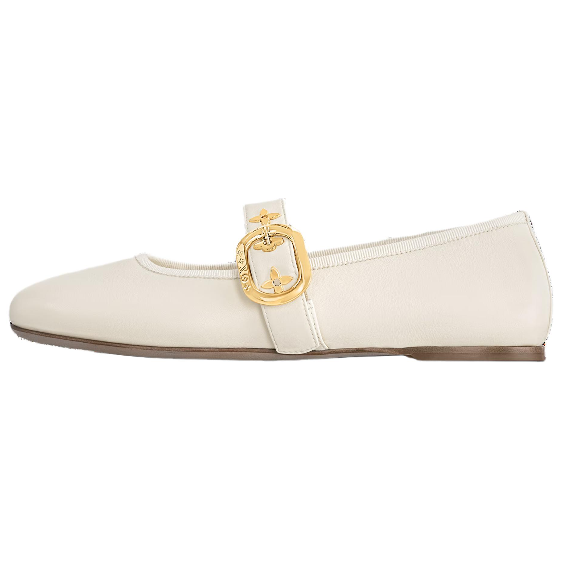 LOUIS VUITTON Romy Flat Mary Jane Shoes Women's Beige