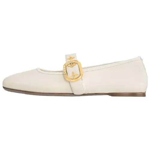LOUIS VUITTON Romy Flat Mary Jane Shoes Women's Beige