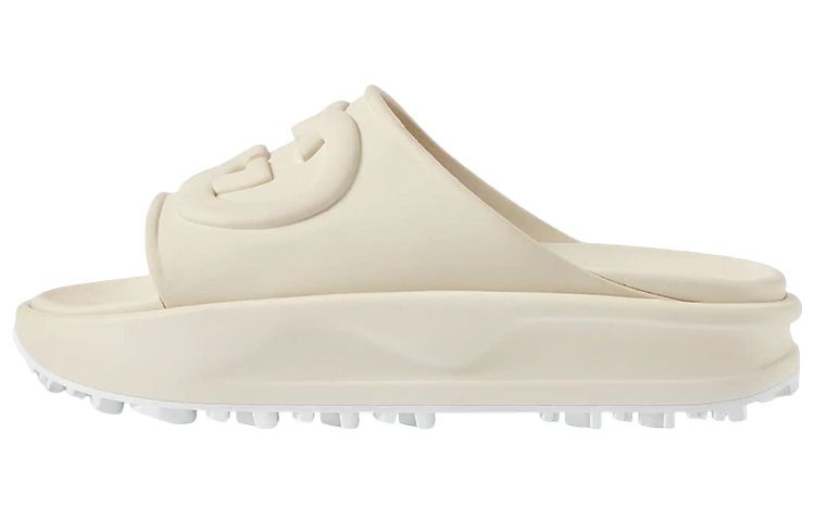 GUCCI Interlocking Slide Slippers Men's White