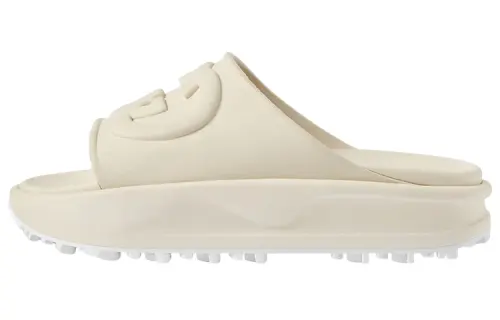 GUCCI Interlocking Slide Slippers Men's White