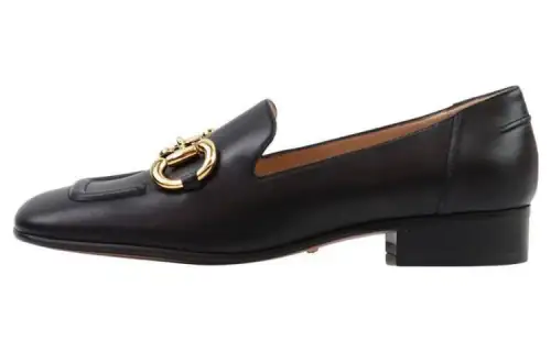 GUCCI Horsebit Leather Loafers Women's Black