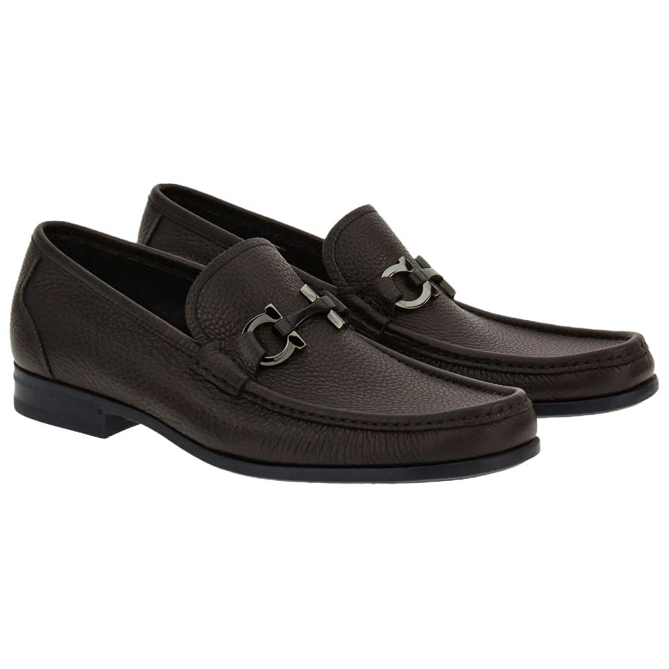 FERRAGAMO Gancini Loafers Men's Dark Brown