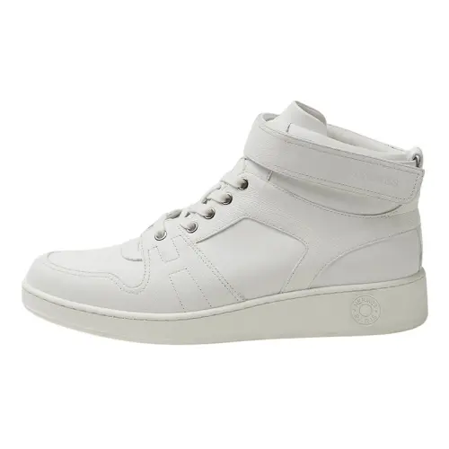 HERMES Freestyle Leather High top Stylish Skateboarding Shoes Men's White