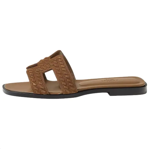 HERMES Oran Slide Slippers 1cm Women's Brown