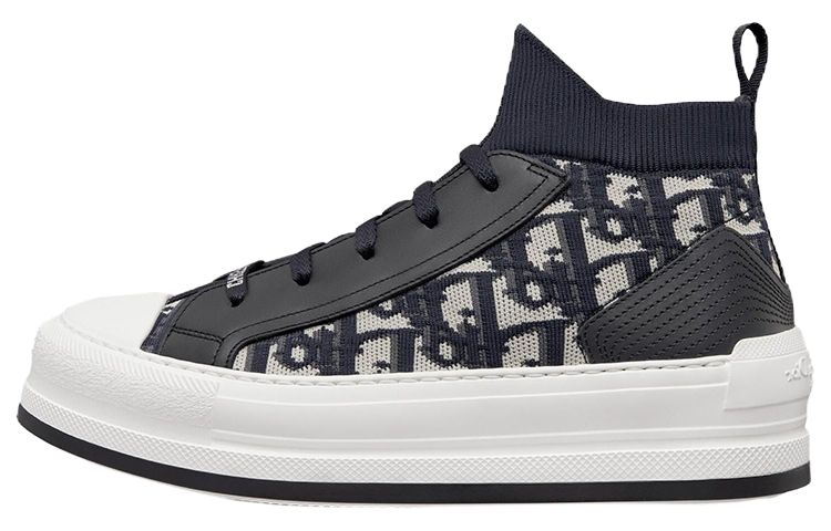 DIOR Walk'n'Dior Platform Shoes Mid top Skateboard Shoes Women's Black White