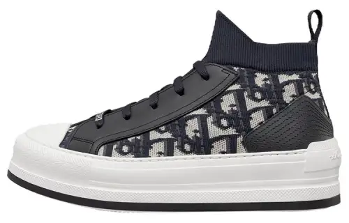 DIOR Walk'n'Dior Platform Shoes Mid top Skateboard Shoes Women's Black White