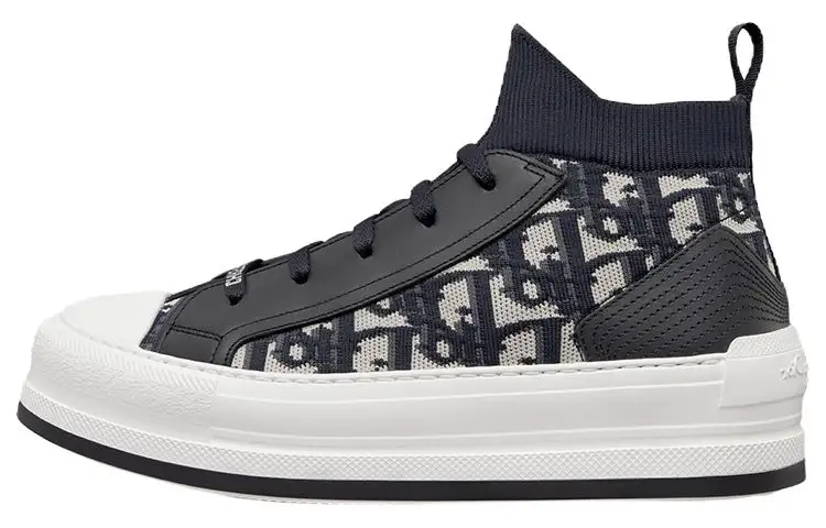 DIOR Walk'n'Dior Platform Shoes Mid top Skateboard Shoes Women's Black White