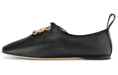 LOEWE Anagram Leather Casual Flat Shoes Women's Black