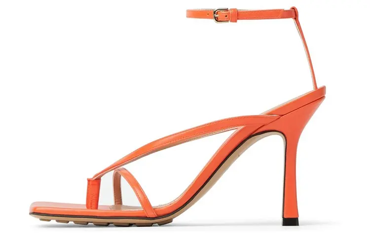 Bottega Veneta Squared Toe Stretch Heeled Sandals Women's