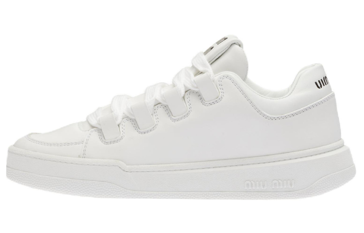 MIU MIU Leather Low top Stylish Skateboarding Shoes Women's White