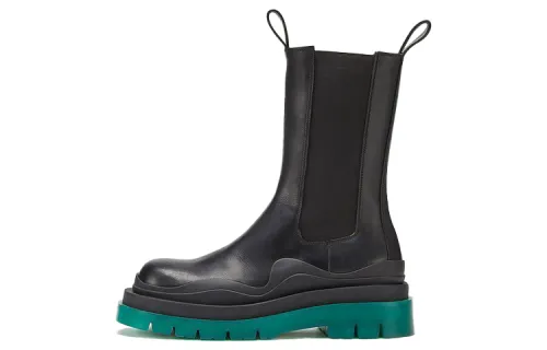 Bottega Veneta Tire Chelsea Top Grain Cow Leather Chelsea Boots Men's Black Green