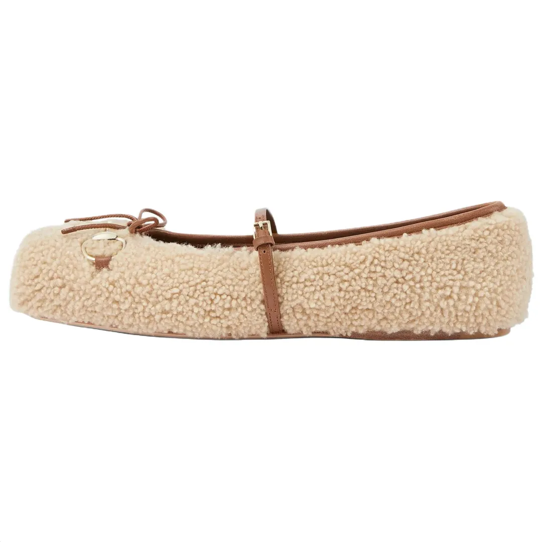 GUCCI Horsebit Flat Mary Jane Shoes Women's Light Beige