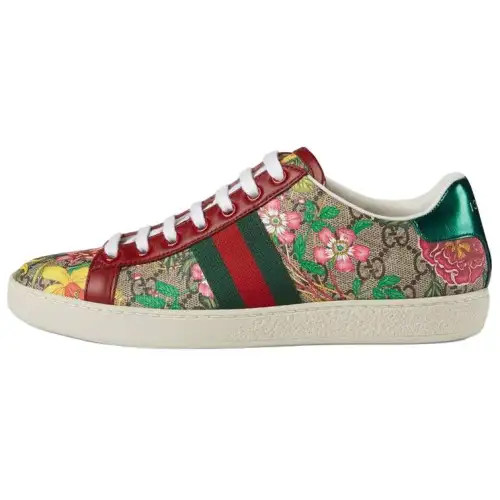 Gucci Wmns Ace Gg Supreme Low 'Flora Print - Red' Women's