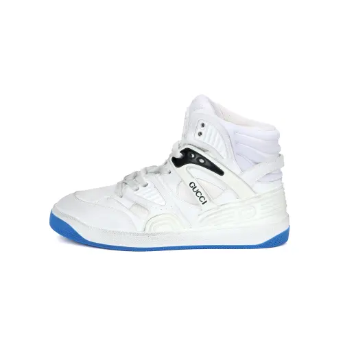 Gucci Wmns Basket High Sneaker 'White Blue' Women's