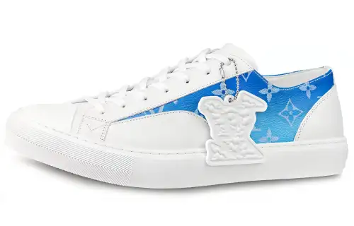 LOUIS VUITTON Tattoo Canvas Low top Stylish Skateboarding Shoes Men's Blue White