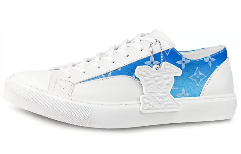 LOUIS VUITTON Tattoo Canvas Low top Stylish Skateboarding Shoes Men's Blue White