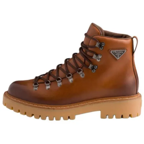 PRADA Leather Short Outdoor Boots 6CM Men's Brown