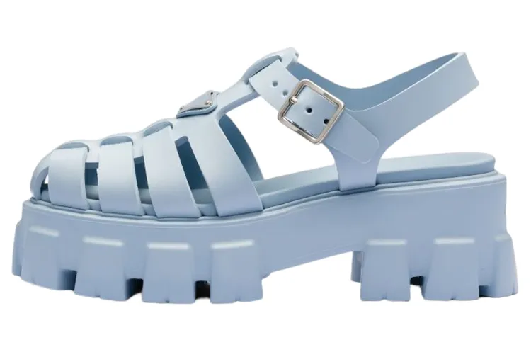 PRADA Monolith Foam Rubber 55mm Sandals Light Blue Women's