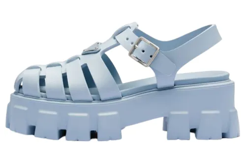 PRADA Monolith Foam Rubber 55mm Sandals Light Blue Women's