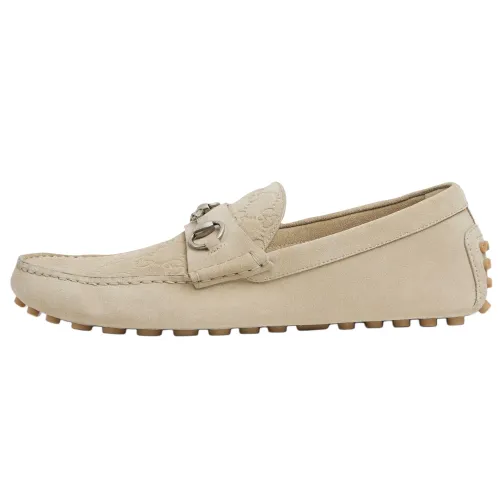 GUCCI Horsebit Gommino Loafers Men's Beige