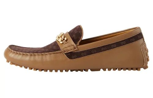 GUCCI Interlocking Suede Casual Shoes Men's Brown
