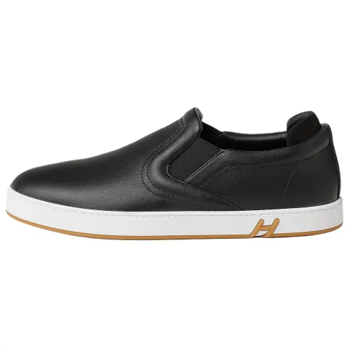 HERMES Lucky Calfskin Casual Shoes Men's Black