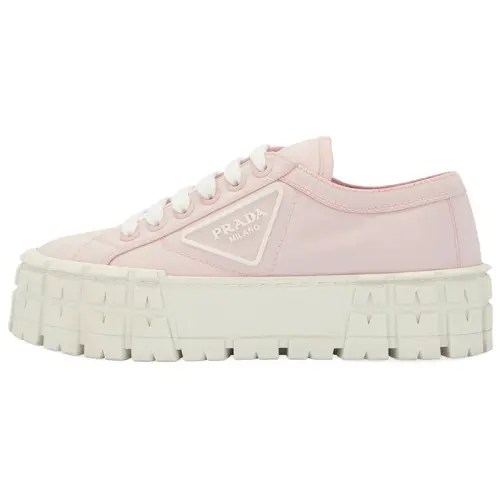 PRADA Wheel Double Nylon Gabardine Low top Platform Shoes Women's Snow Pink