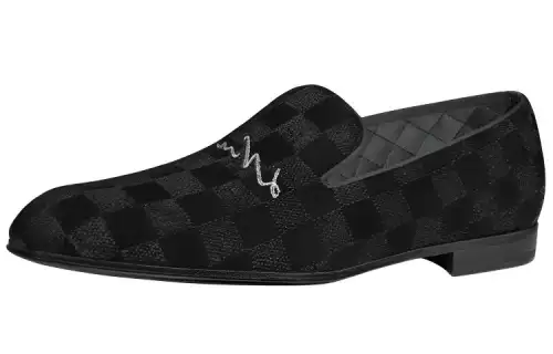 LOUIS VUITTON Lv Auteuil Velvet Slip On Shoes 'Black'