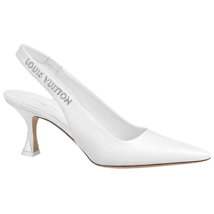 LOUIS VUITTON Sparkle Cow Leather Slim Heel High Heels Women's White