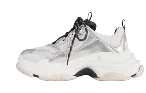 Balenciaga Triple S Sneakers 'Black White Silver Double Foam And Mesh' Women's