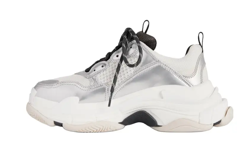 Balenciaga Triple S Sneakers 'Black White Silver Double Foam And Mesh' Women's
