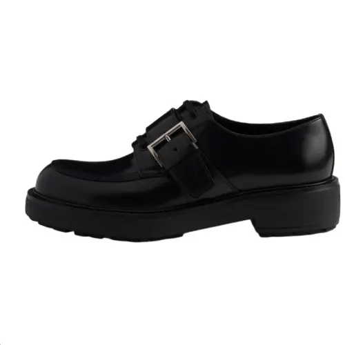 PRADA Leather Casual Shoes 5cm Men's Black