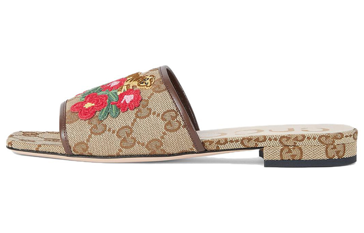 Женские шлепанцы Gucci GUCCI (бежевые)