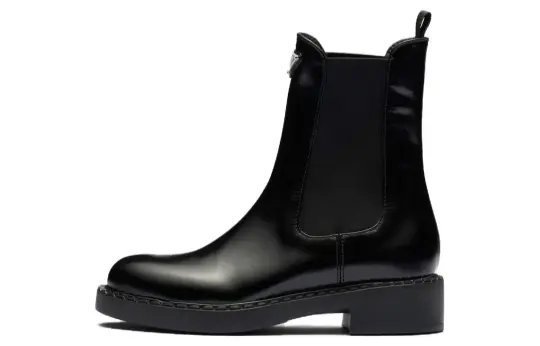 PRADA Brushed Leather Ankle Boots