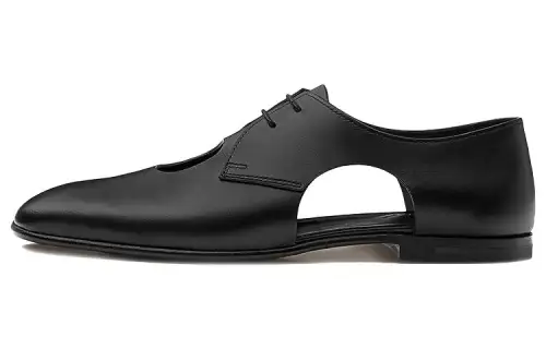 HERMES Hermès Epoca Hermès cowhide hollow flats women's black