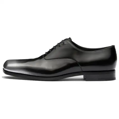 PRADA Leather Casual Leather Shoes Men's Black Silver