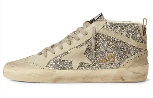 Golden Goose Mid-Star Glitter-detail Leather Sneakers