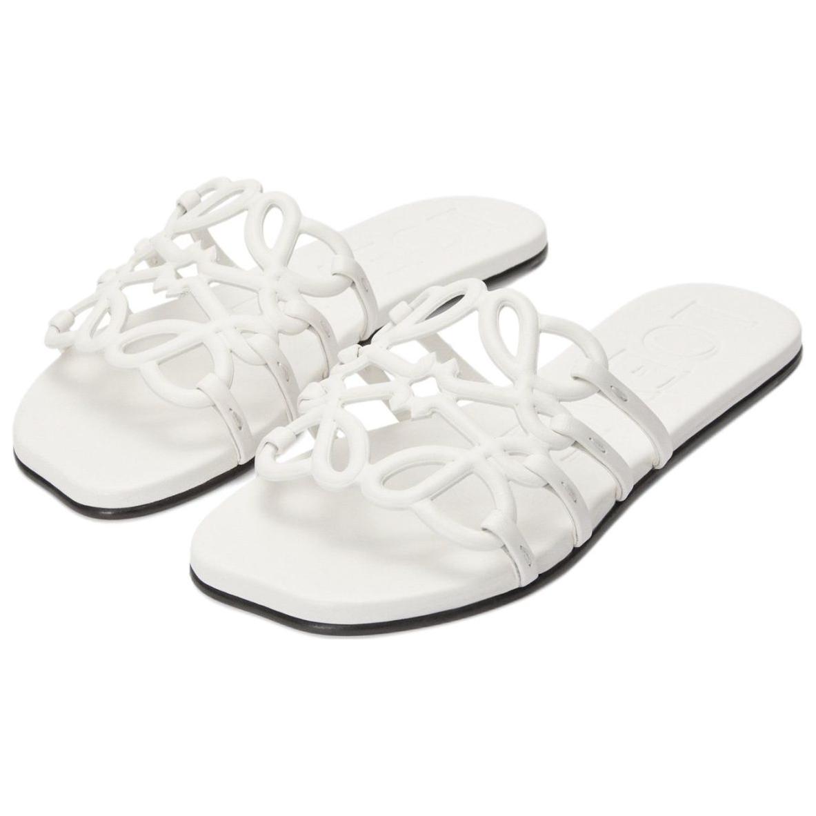 LOEWE Petal Anagram Slide Slippers Women's Red Palm Heather White